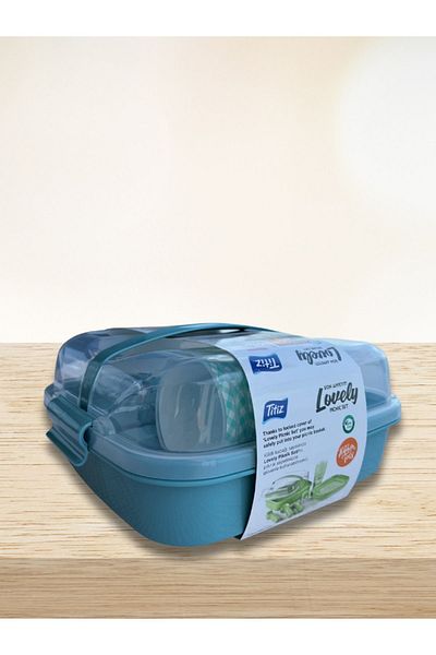 Titiz Plastik Leon Life Lovely - Blue Picnic Set for 6 People 32 Pieces