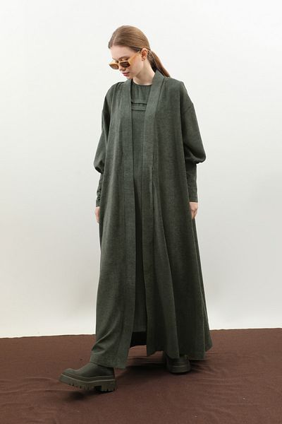 ZÜLAYS Dark Green Bag Abaya Set