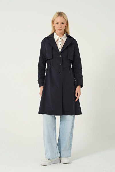 eva clothing Women's Waist Elastic Detailed Buttoned Trench Coat 1234716 Eva-1
