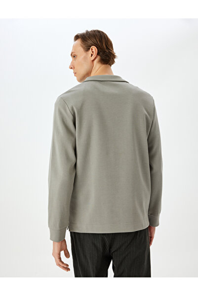 Koton Μακρυμάνικο βαμβακερό ύφασμα Interlock Basic Φούτερ με μισό φερμουάρ