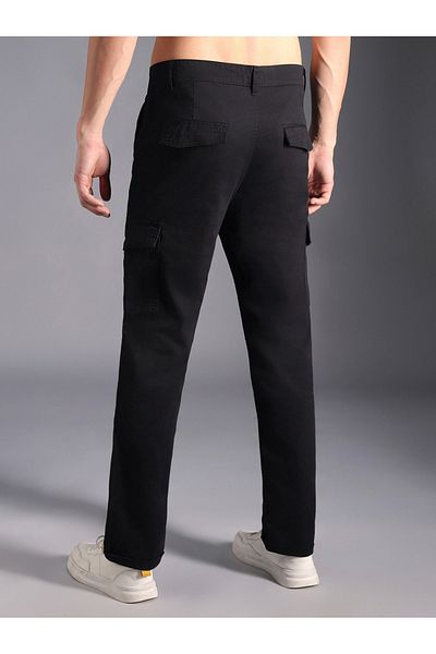 High Star By Styli Straight Leg Mid Rise Cotton Cargo Pants