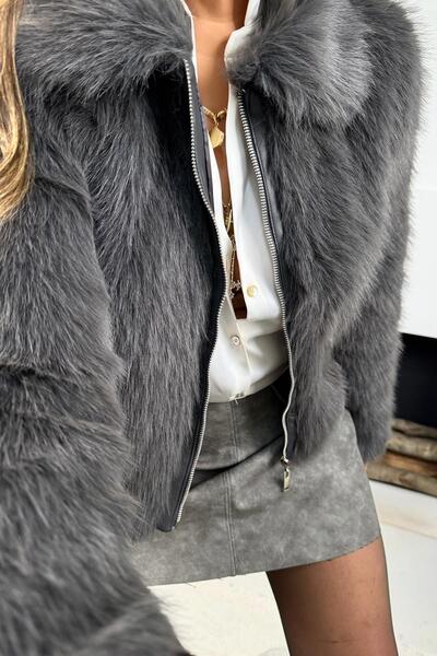 Sohotique By P Fusta mini gri - Efect de piele mată anticată