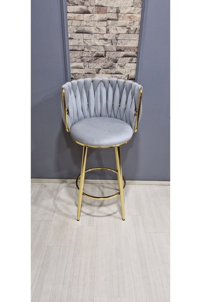 Rozexi Sarmaşık Tekli Bar Sandalyesi Bar Taburesi Gold Metal Mutfak Sandalyes...