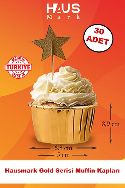HAUSMARK 30 Gold Color Muffin Cupcake Paper - Patterned Airfryer