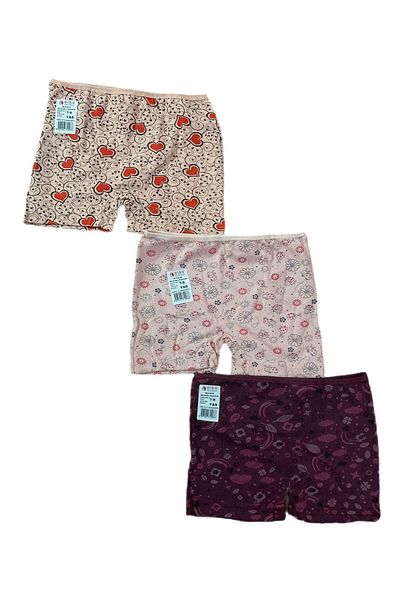 alpmodel Patterned Heart Girls' Boxer Briefs 3 Pieces 6-8 Years
