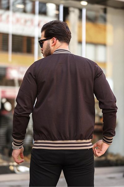 Miron Σκούρο καφέ Pique με ανάγλυφη κέντημα Λεπτομερές Regular Fit College Jacket - 2310