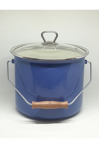 Avşar Enamel House 22 cm Diameter 5 Liter Dark Blue Enamel Copper