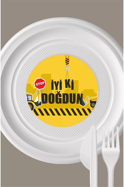 neşeli günlerim Pachet de 15 autocolante pentru farfurii cu tematică pentru vehicule de inginerie - hârtie adezivă