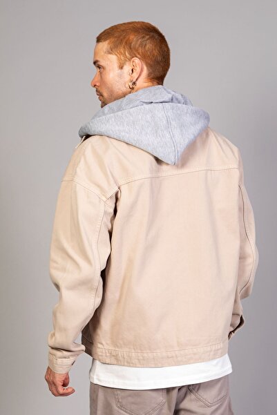 LTC Jeans Ανδρικό τζιν μπουφάν με αποσπώμενη κουκούλα σε μπεζ χρώμα
