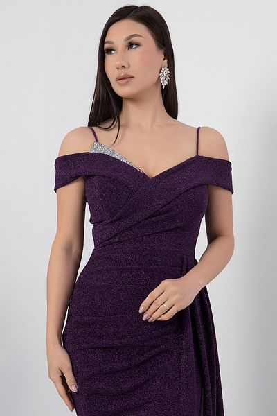 PULLIMM Rochie de seara cu piept cu fanta cu detalii de piatra - 39950