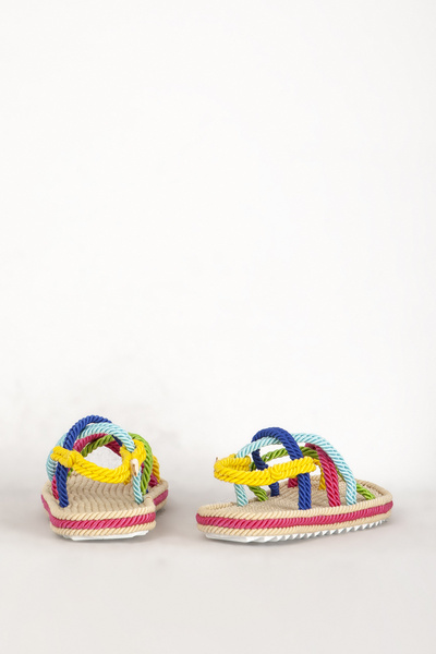 Dericlub Dámské sandály se slámovou podrážkou provazová šňůrka - Flip Flops Zy 7749 Multi