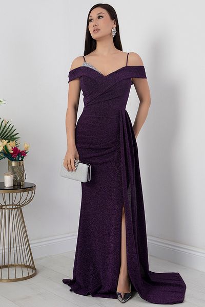 PULLIMM Rochie de seara cu piept cu fanta cu detalii de piatra - 39950