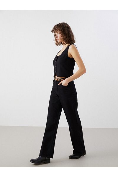 LC Waikiki Pantaloni de jeans de damă Lcwk Baggy Fit cu centură în talie