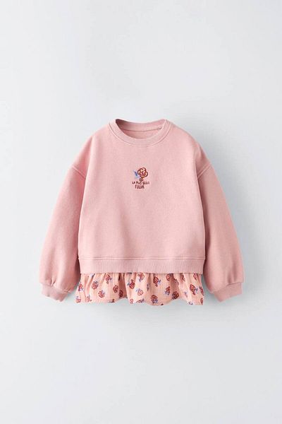 Ladin Store New Season Girls Floral εμπριμέ βαμβακερό φούτερ και κολάν με κολάν με κολάν