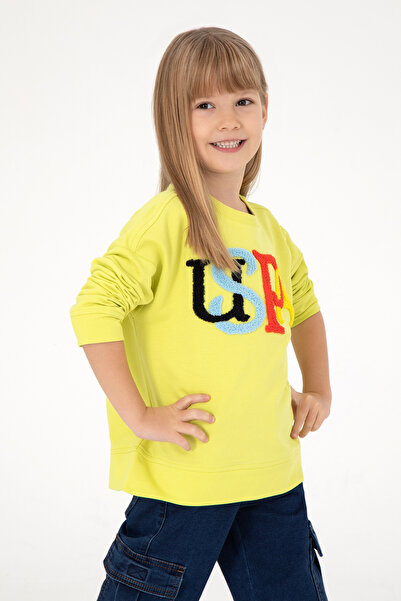 U.S. Polo Assn. Kız Çocuk Fıstık Yeşili Bisiklet Yaka Sweatshirt 50296285-VR087