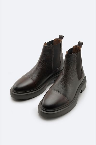 Avva Men's Brown 100% Leather Flexible Sole Chelsea Boots A42Y8016