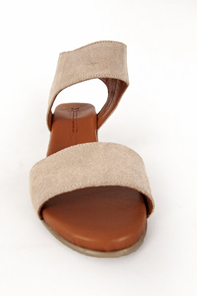 Dericlub Women's Sandals with Orthopedic Padded Heel Straps - Real Leather, Suede Beige, Zy 7016