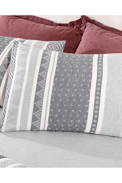 Madame Coco Semnoz Double Cotton Jacquard Duvet Cover Set - Grey/Anthracite