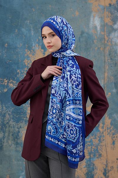 İpekhan Şal de mătase Voile Model Tile
