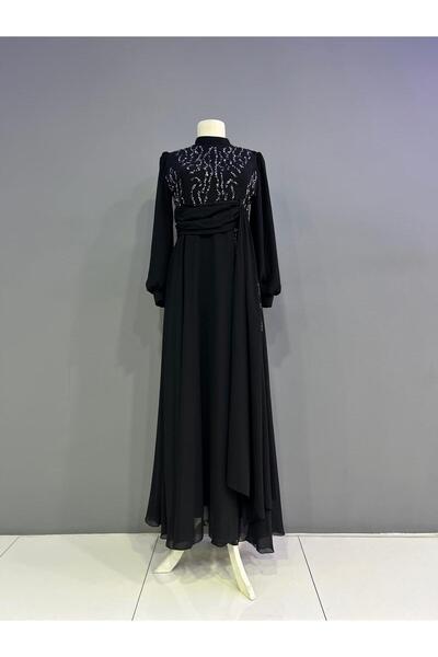 miss Elegans فستان سهرة شيفون مطرز باللون الخزامى