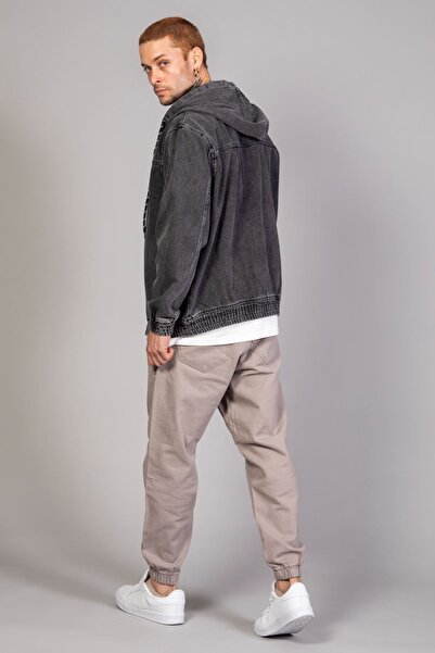 LTC Jeans Men's Hooded Oversize Marsıan Anthracite Denim Jacket