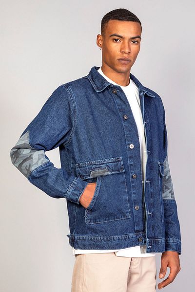 LTC Jeans Ανδρικό τζιν μπουφάν με λεπτομέρεια παραλλαγής Oversize σκούρο μπλε