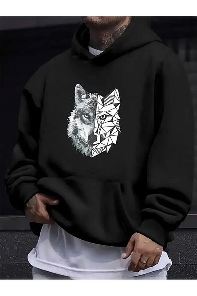 Sezon tekstil ΦΟΥΤΕΡΦΟΥΤΕΡ ΜΕ ΚΑΠΟΥΤΟ UNISEX WOLF PRINTED