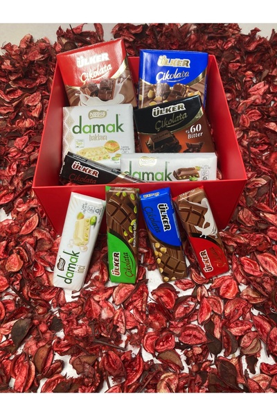 Damak Kare Çikolatalı Dolu Dolu Hediye Kutusu