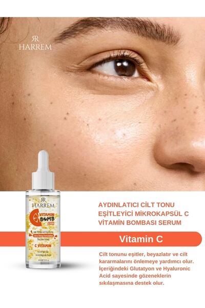 Harrem Aydınlatıcı Cilt Tonu Eşitleyici Mikrokapsül C Vitamin Bombası Serum 30 ml