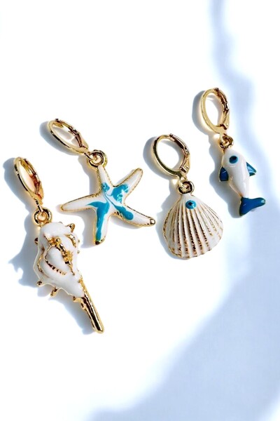 PETEK AKSESUAR Sea Shell 4 Adet Küpe Set
