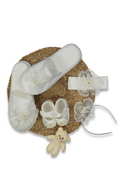 Cherub Baby Mother Baby Slippers Crown Bandana Shoes Maternity Set