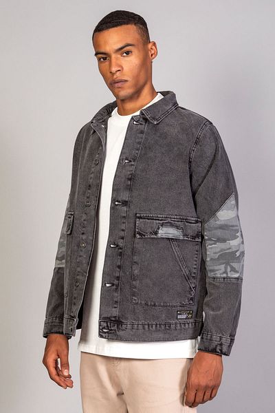 LTC Jeans Ανδρικό τζιν μπουφάν παραλλαγής με λεπτομέρειες υπερμεγέθη ανθρακί