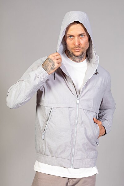 LTC Jeans Ανδρικό ανοιξιάτικο μπουφάν με κουκούλα σε ανοιχτό γκρι χρώμα