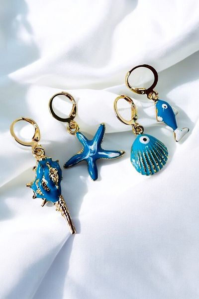 PETEK AKSESUAR Sea Shell 4 Piece Earring Set