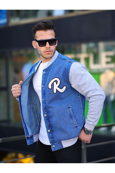 LTC Jeans Мъжко синьо голямо спортно дънково яке със закопчалки