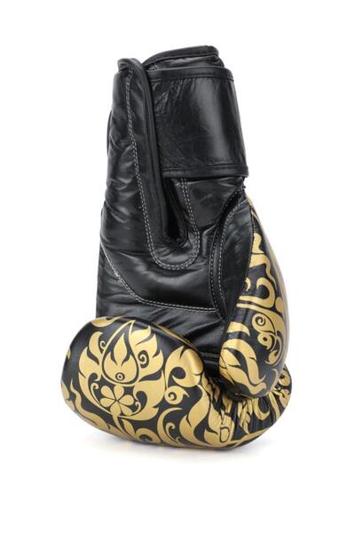 Titan Sport Super Pro Black with Yellow Stitching Leather Boxing Gloves 12 oz