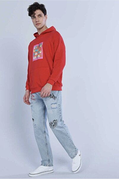 ECKO UNLTD Henley Kırmızı Erkek Kapüşonlu Hoodie
