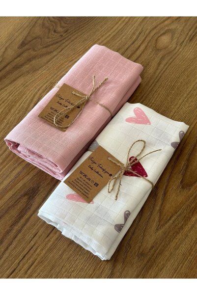 Fulya Tuhafiye 100% Cotton 2-Piece Muslin Baby Blanket Set Oeko-Tex Certified Muslin Blanket 80 X 90 cm