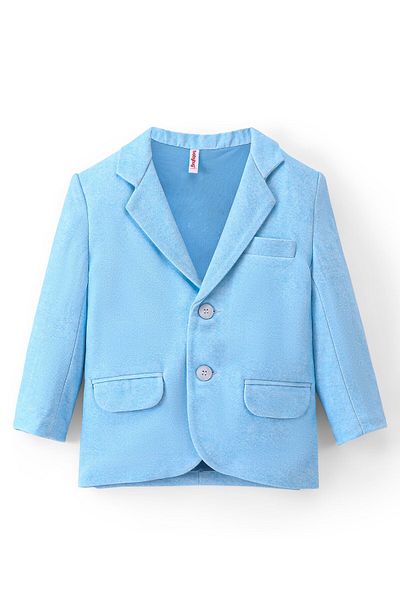 Babyhug Woven Full Sleeves Party Blazer Solid Colour - Light Blue