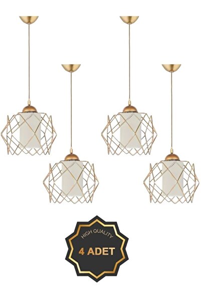 Trend Kitchen 4 Adet Trend Beyaz Mika Camlı Salon Mutfak Banyo Yatak Odası Gold Sarkıt Avize Aydınlatma