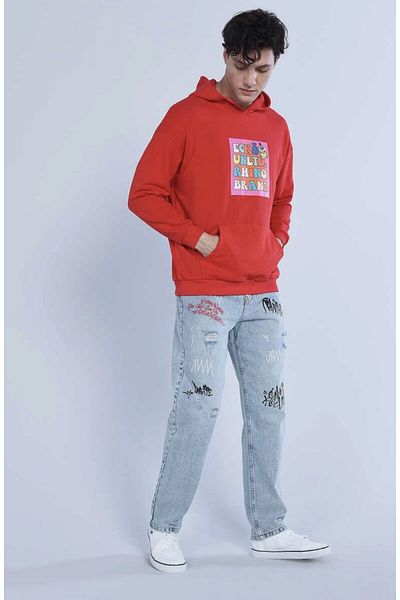 ECKO UNLTD Ανδρικό φούτερ με κουκούλα Henley Red