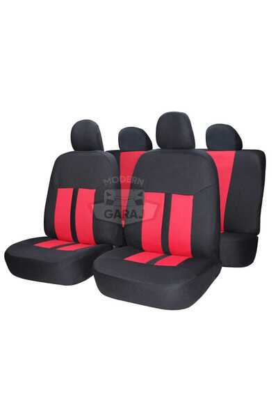 Modern Garaj مجموعة كاملة من غطاء مقعد السيارة الأمامي والخلفي باللون الأحمر ...