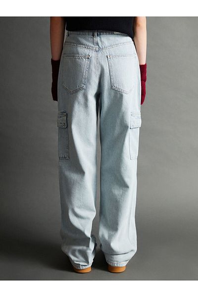 LC Waikiki Pantaloni cargo de damă XSIDE Blue Wideleg
