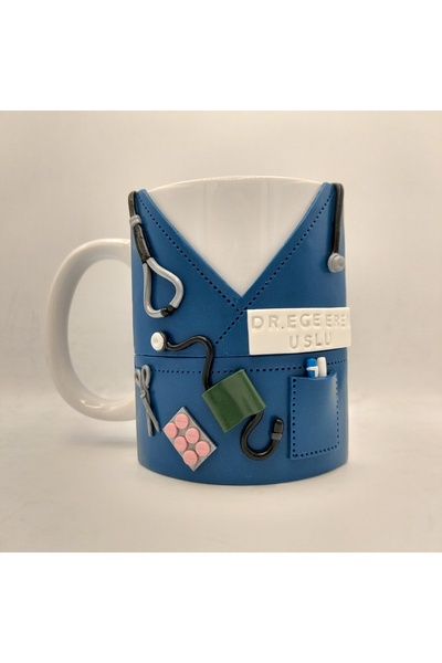 kuphane Doktora Özel Hediye 3d Kabartma Kupa El Yapımı Doktor Hemşire Mavi Scrubs Kupa 3d Polimer Mug