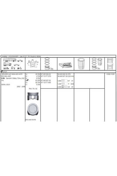 GOETZE 87-72177-50 Piston Segman 0.50 Golf IV Bora 1.6 Bse Alz Bfq 81.50Mm