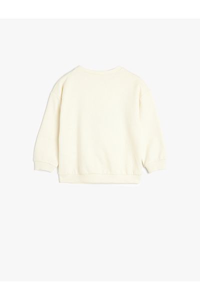 Koton Palm Printed Crew Neck Long Sleeve Cotton Raised Sweatshirt