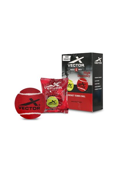 Vector X Heavy Cricket Tennis Ball, Pack of 6, Red