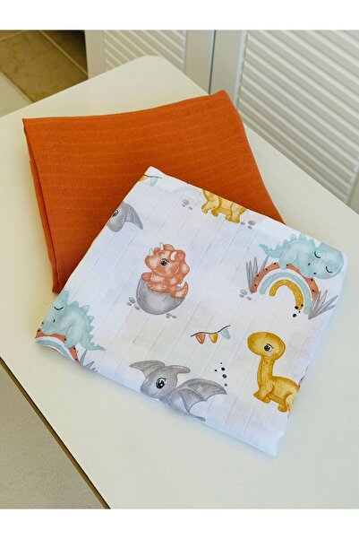 Fulya Tuhafiye طقم بطانية أطفال من الموسلين مكون من قطعتين من القطن 100%، بطا...