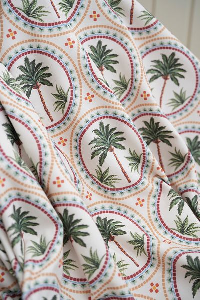 Tuğba Kuğu Printed Panama Fabric (100% Cotton) |   Mosaic Palm Trees