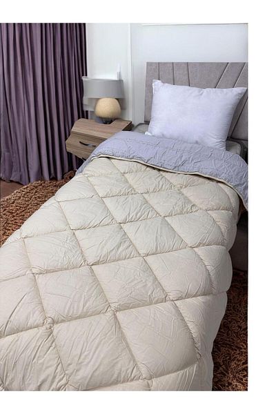 Clasy 100% Cotton Ranforce Single Double Sided Quilt Avola V3 Gray-Cream Plain Pattern